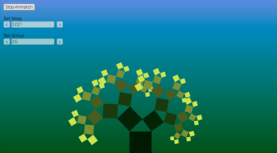 Screenshot of the fractal tree project